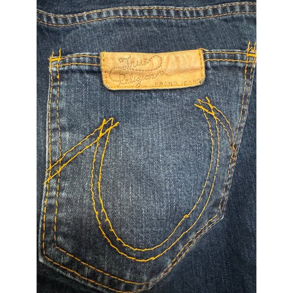 Vintage Y2K True Religion Flare Jeans Womens Size 30 Dark Wash Denim Made In USA - Picture 2 of 6